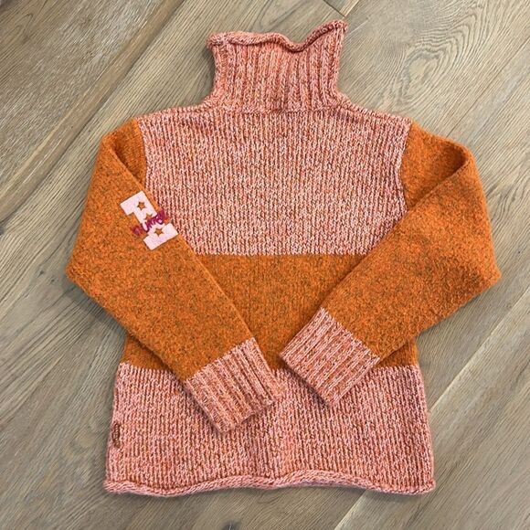 Cakewalk Kids Pink/Orange Turtleneck Sweater with Flower Detail (8) - Picture 4 of 6